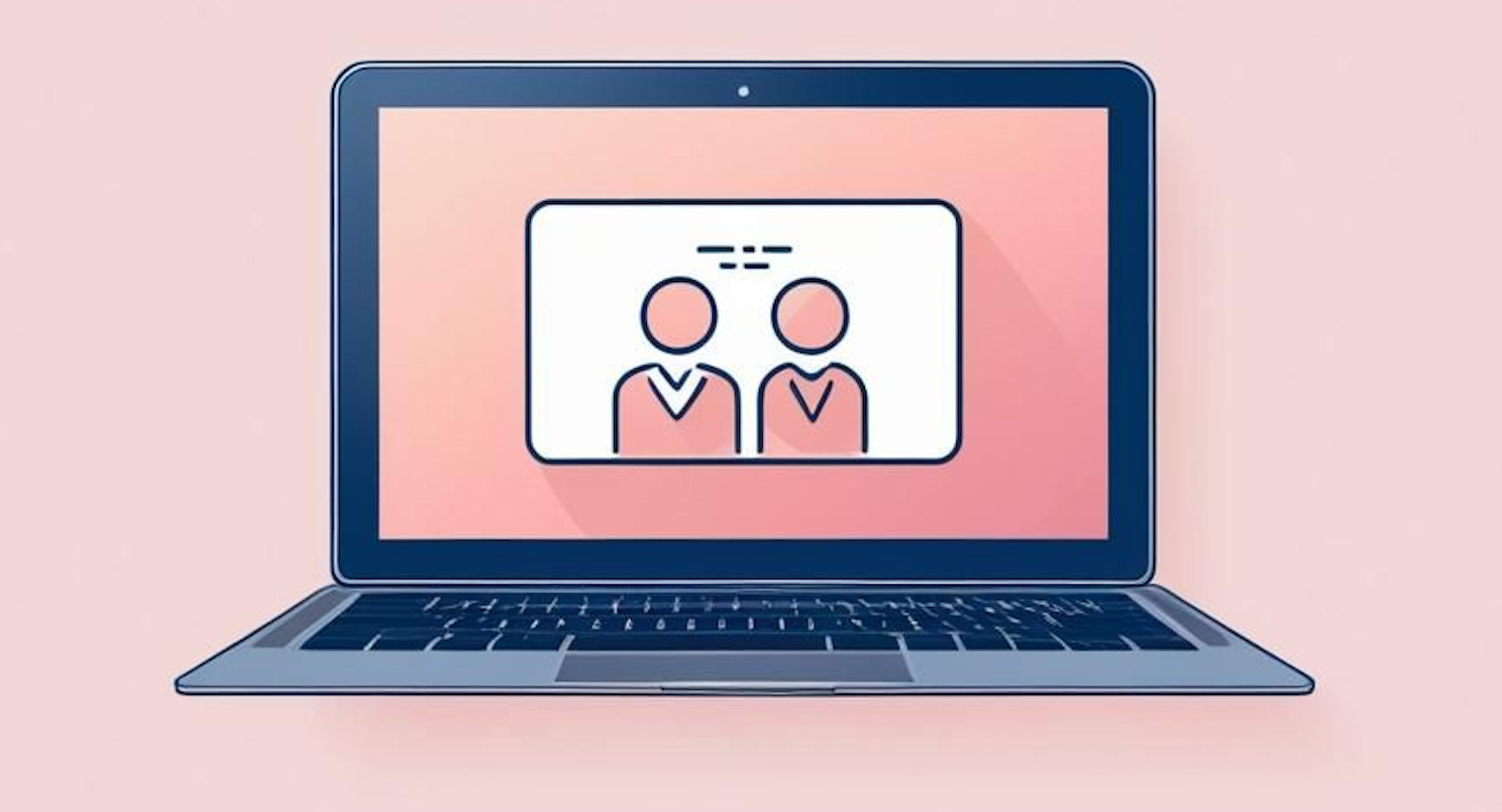 Ilustración de un portátil donde aparecen dos personas en videollamada. Representa una consulta psicológica online o terapia online